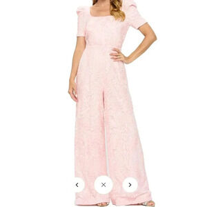 Women Pink Casual Cocktail Short Sleeve Wide Leg Pant Romper Jumpsuits S, M, L